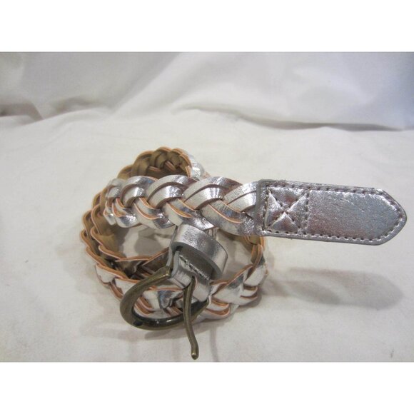 BELTISCOOL silver metallic braid 1" belt S/M 34" - Picture 1 of 3
